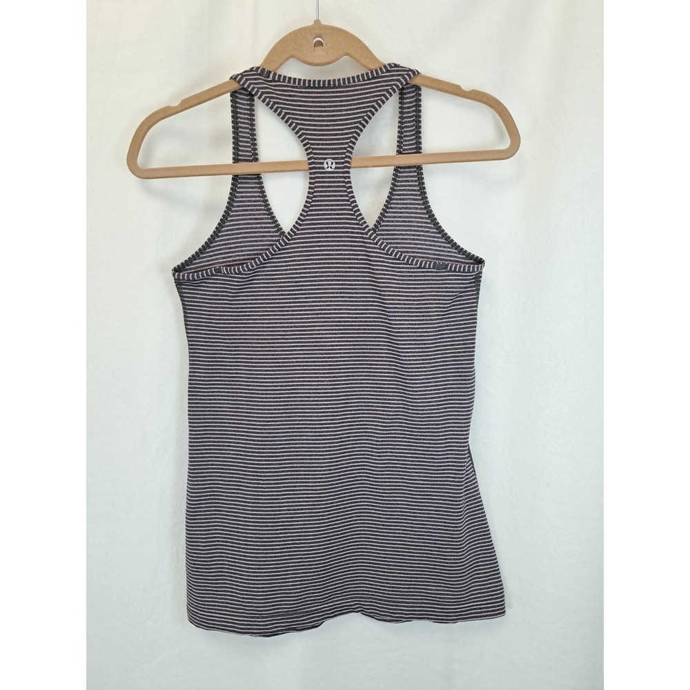 Lululemon Athletica Cool Racer Tank Top Gray Pink Striped Small Medium - Picture 4 of 6